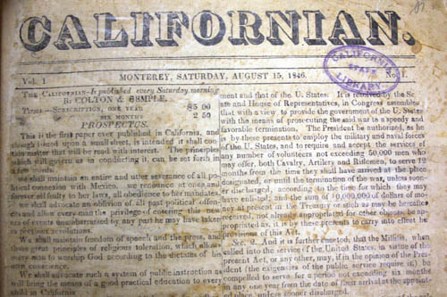 The Californian - First paper printed in California