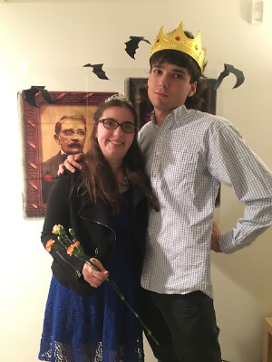 CLE Halloween Party 10/2017: Megan and Eric dressed as “Prom Queen and Prom King” – Megan won the category for Most Original