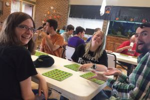 Conor, Abi and Kat enjoying a game of bingo - CLE Austin
