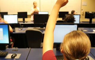 Asking a question in front of the class